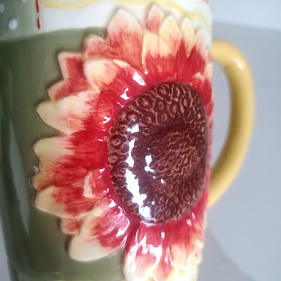 GANZ BELLA CASA Ceramic Sunflower Latte Mug Hand Crafted Coffee Tea - Picture 6 of 6